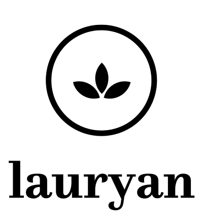 Lauryan cork yoga mat logo in black and white